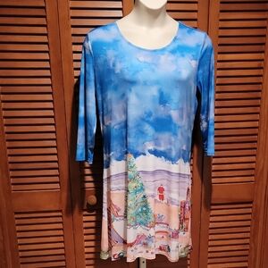 ELLEN NEGLEY ART & SOL CHRISTMAS BEACH ARTISTIC WOMEN'S DRESS